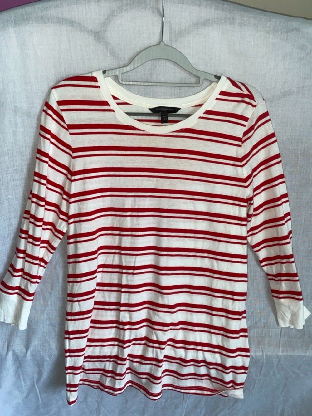 Banana Republic Red & White Striped Long Sleeve Top - Size M